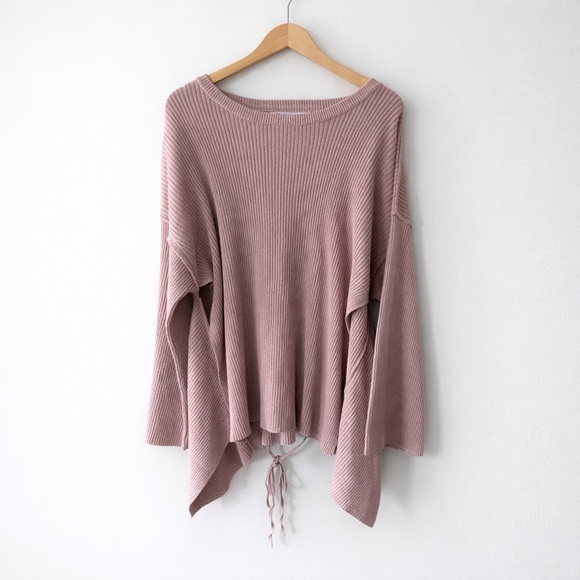 Free People FP BEACH Brigg Ribbed Purple Oversized Pullover/Cover Up Boho Small - Picture 6 of 6